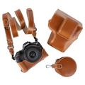 MUZIRI KINOKOO EOS R50 Case, Retro PU Leather Camera Case Bag Cover for Canon EOS 50 DSLR Camera - EOS R50 Case with Bottom Opening Version & Shoulder Strap & Storage Pocket - Brown