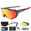 X-TIGER Cycling Glasses, Men's Women's Sports Glasses, UV400 with 5 Interchangeable Lenses, Strong TR90 Frame, with Mountable Glasses Strap & Ear Hooks, Outdoor Sports, Cycling, Fishing, Golf