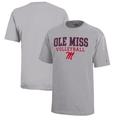 Youth Champion Gray Ole Miss Rebels Stacked Logo Volleyball T-Shirt