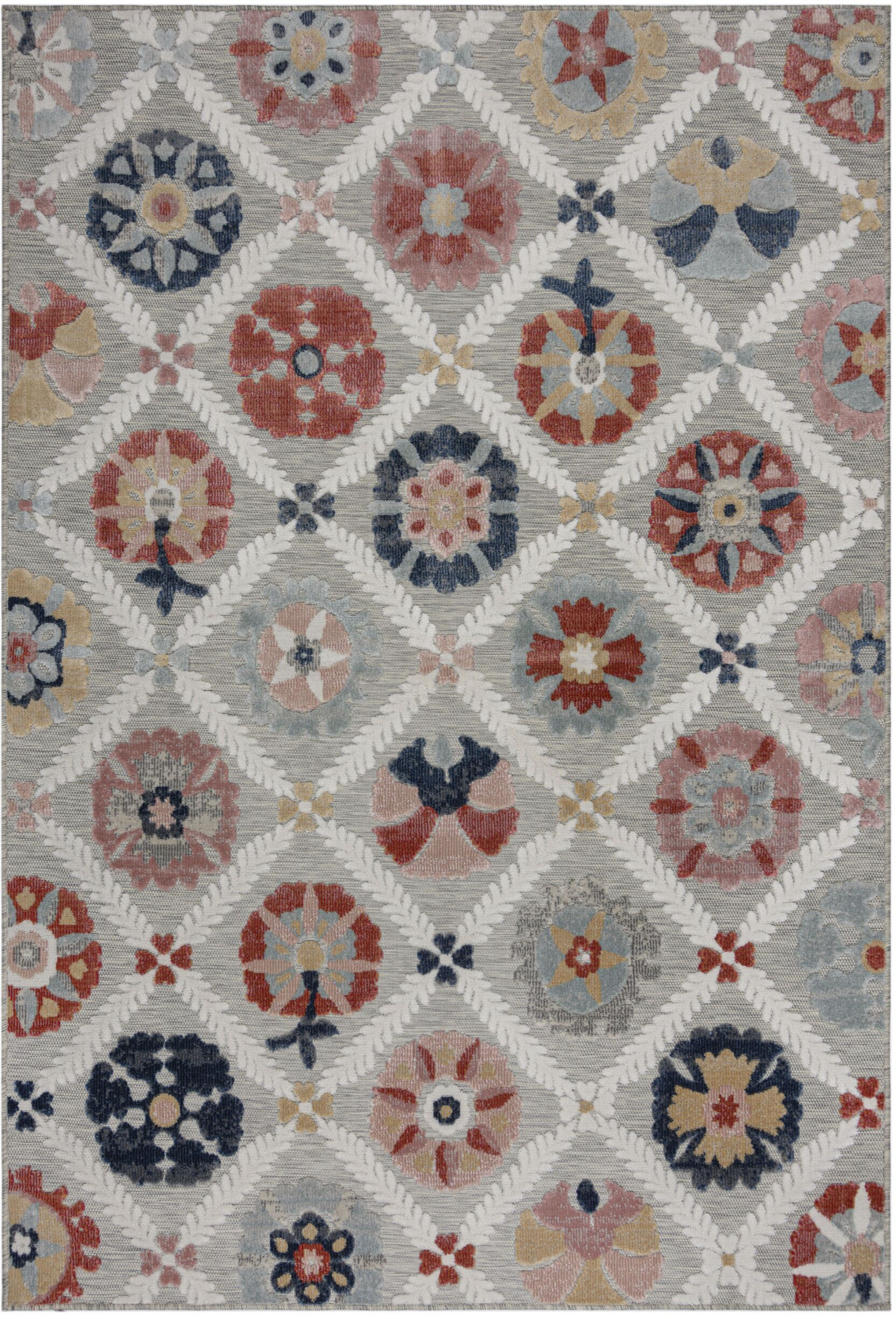 Teppich FLAIR RUGS "Flora, für drinnen und draußen", bunt, B:200cm H:2mm L:290cm, Kunstfaser, Teppiche, Outdoor geeignet, gemustert mit Hoch-Tief Effekt Image