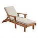 Birch Lane™ Bridgecliff Outdoor Solid Acacia Wood Reclining Chaise w/ Cushions Wood/Solid Wood in Brown/White | 39.75 H x 29.5 W x 78 D in | Wayfair