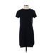 Zara TRF Casual Dress - Shift Crew Neck Short sleeves: Blue Print Dresses - Women's Size X-Small