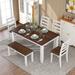 Rustic Style 6-Piece Dining Room Table Set, Rectangular Wood Table and 4 Chairs 1 Bench