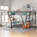 L-Shaped Twin Over Full Metal Bunk Bed with Twin Size Loft Bed Attached & Desk, Black