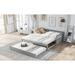 Multifunctional Extending Daybed with Trundle, Twin to King Wood Sofa Bed w/Headboard for Small Space, No Box Spring Needed,Grey