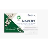 Delara GOTS Certified 100% Organic Cotton Duvet Cover Set 400TC, Long Staple Cotton, Moisture-Wicking, Smooth & Breathable