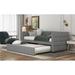 Twin Upholstered Daybed with Trundle, Upholstered Daybed with Padded Back, Space Saving Furniture for Bedroom Living Room, Grey