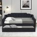 Twin Size Upholstered Daybed with Trundle, Wood Daybed with Wood Slat Support, Curved Back Design, No Box Spring Needed, Black