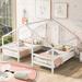 Double Twin Size Triangular House Beds with Built-in Table and Safety Guard Rails