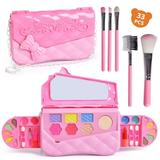 Fun Little Toys 33 PCs Kids Makeup Toys Kit for Girls Kids Washable Makeup Set Girls Makeup Real Makeup Set with Real Cosmetic Case for Little Girl Beauty Birthday Toys Gifts Play Set Vanity for 3-12
