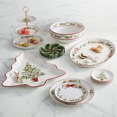 Set of 4 Holly Wreath Dinnerware Collection - Appetizer Plates - Frontgate