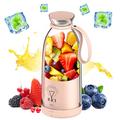 Portable Blender 500ml, Mini Blender With 6 Blades Bottle Blender Portable Smoothie Blender, Smoothie Maker Bottle Mini Juicer Bottle, Small Blenders For Smoothies For Kitchen,Home,Travel (Pink)