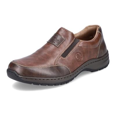 Slipper RIEKER, Herren, Gr. 40, braun (braun, used), Lederimitat, used, casual, Schuhe, in bequemer Weite G (weit)