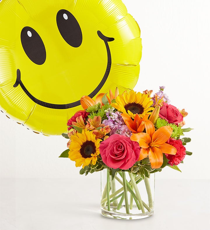 1-800-Flowers Flower Delivery Floral Embrace W/ Jumbo Smile Balloon Large