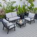 LeisureMod Walbrooke Modern Black Patio Conversation With Square Fire Pit With Slats Design & Tank Holder - Leisuremod WBLS-27-20-57-31-LGR