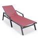 LeisureMod Marlin Patio Chaise Lounge Chair With Armrests in Black Aluminum Frame - Leisuremod MLABL-77BRG