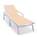 LeisureMod Marlin Patio Chaise Lounge Chair With Armrests in White Aluminum Frame - Leisuremod MLAW-77LBR