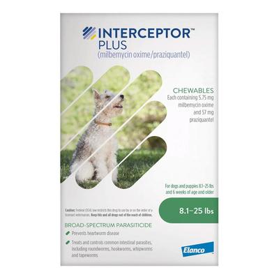 Interceptor Plus Chew For Dogs 8.1 - 25lbs (Green) 6 Chews