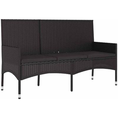 Vidaxl - Gartenbank 3-Sitzer mit Kissen Schwarz Poly Rattan Image