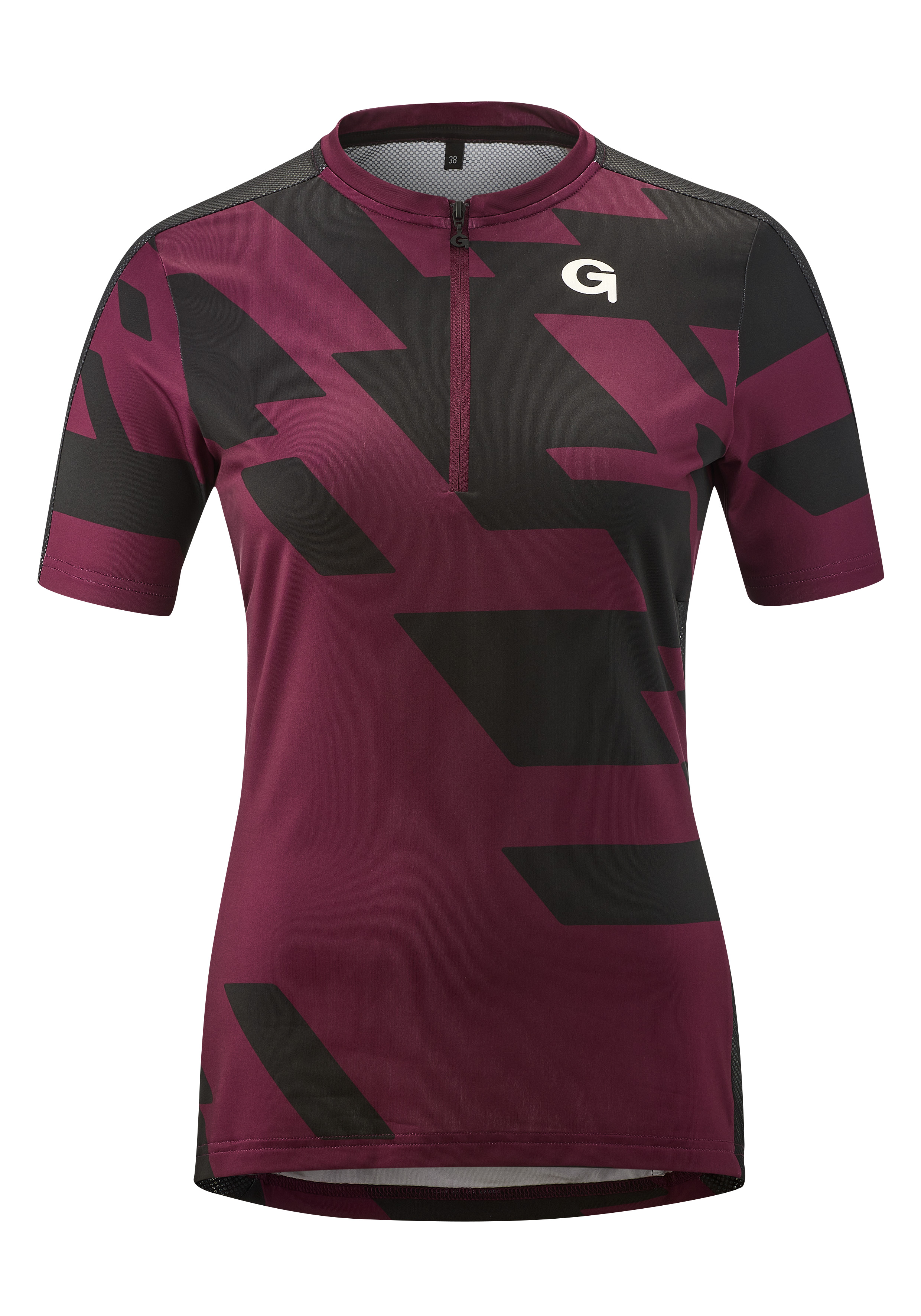 Radtrikot GONSO "BESAGNO", Damen, Gr. 42, lila (dunkellila), 92% Polyester (Recycelt), 8% Elastan, Rundhals, Trikots, Leicht, schnell trocknend, optimaler Feuchtigkeitstransport Image