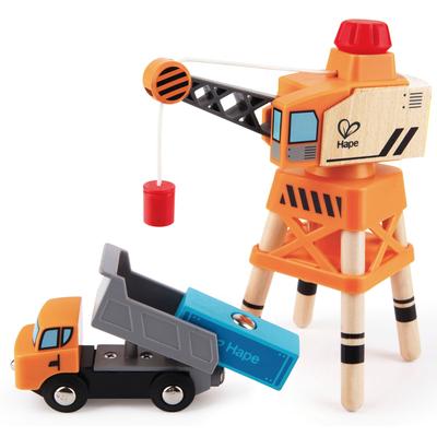 Spielzeug-Kran HAPE "Großer Kran" Spielzeugfahrzeuge bunt Kinder Altersempfehlung FSC- schützt Wald - weltweit