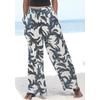 Palazzohose S.OLIVER, Damen, Gr. 46, N-Gr, blau (sand, blau, bedruckt), Cru00eape, Obermaterial: 100% Viskose, bedruckt, casual, figurumspielend lang, Hosen, aus gekreppter Viskose mit Allover-Druck und Taschen, Stoffhose, Topseller
