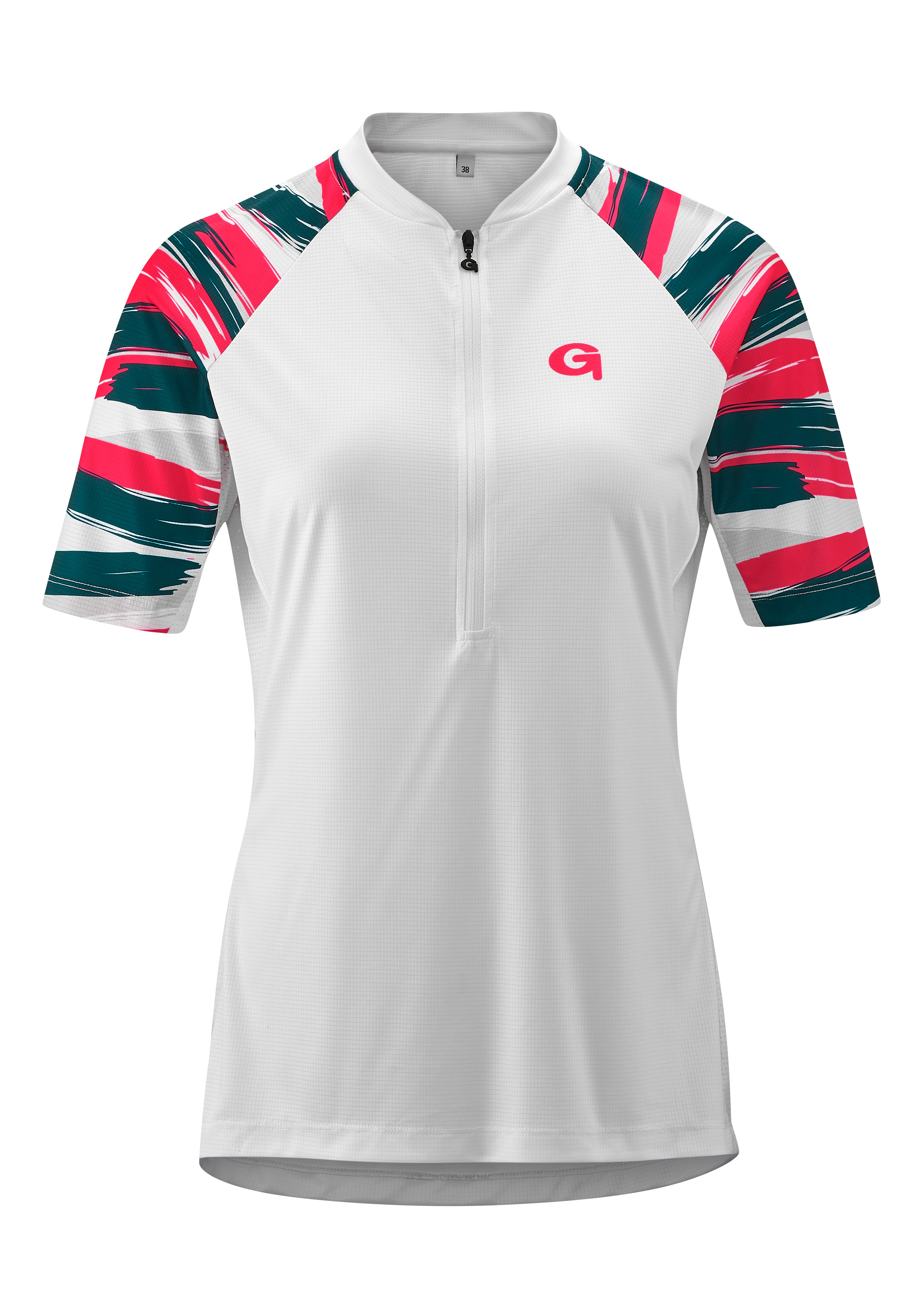 Radtrikot GONSO "BEDOLLO", Damen, Gr. 40, weiß, 100% Polyester (Recycelt), Rundhals, Trikots, Leicht, schnell trocknend, optimaler Feuchtigkeitstransport Image