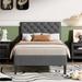 Twin Size Upholstered Linen Platform Bed