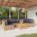 vidaXL 3 Piece Patio Lounge Set with Cushions Solid Wood Teak - 27.4" x 27.4" x 23.6"