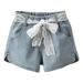 Toddler Girls Shorts Bowknot Lace Belt Shorts Denim Shorts Kids Toddler Girls Leisure Shorts Baby Child Kids Playwear Streetwear