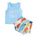 Rovga Boy Outfit Little Toddler Kids Baby Outfits Summer Sleeveless Letter Print Vest Tops Hawaii Shorts 2Pcs Clothes Sets