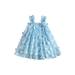 Sunisery Toddler Kids Girls A-line Dress Sleeveless Pleated Dress Flower Patchwork Party Princess Dress Summer Dress Blue 18-24 Months