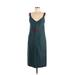 Narciso Rodriguez Cocktail Dress Plunge Sleeveless: Teal Color Block Dresses - Women's Size 6
