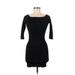 Zara Casual Dress - Bodycon Boatneck 3/4 sleeves: Black Print Dresses - Women's Size Medium