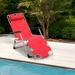 Arlmont & Co. Folding Lounge Chair w/ Adjustable Headrest, Outdoor Foldable Recliner, Portable Reclining Lounger in Red | Wayfair