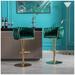 Everly Quinn Swivel Adjustable Height Bar Stool Wood/Velvet/Metal in Green | 20.47 W x 19.29 D in | Wayfair A3E4E7A975524335AD6A41894E193159