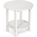 Nalone 2 -Tier Outdoor Side Table HDPE Adirondack Table Patio Side Table Weather Resistant End Table Small Outdoor Table (Round White)