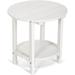 Nalone 2 -Tier Outdoor Side Table HDPE Adirondack Table Patio Side Table Weather Resistant End Table Small Outdoor Table (Round White)