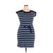 Allison Brittney Casual Dress - Sheath Crew Neck Short sleeves: Blue Print Dresses - Women's Size Medium