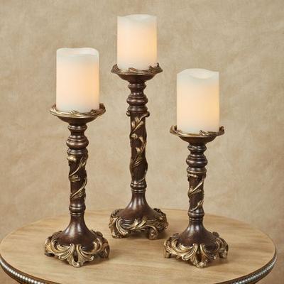 Vina Elegante Candleholders Bronze Set of Three, Set of Three, Bronze