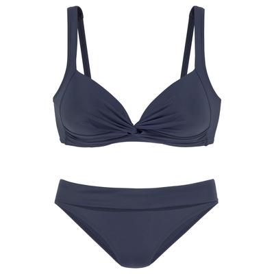 Triangel-Bikini LASCANA, Damen, Gr. 36, Cup A, blau (marine), Polyamid, unifarben, Bikini-Sets, in Bralette-Form Image