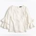 J. Crew Tops | J Crew Tiered Bell-Sleeve Top In Drapey Crepe - Ivory - H2197 - Sz 0 | Color: Cream/White | Size: 0