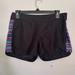 Athleta Shorts | Athleta Women’s Size 10 Black Stretch Poly Board Shorts Side Tie Boho Print Euc | Color: Black/Purple | Size: 10