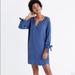 Madewell Dresses | Madewell Blue Du Jour Tie Sleeve Tunic T Shirt Dress Long Sleeve Sz Xs | Color: Blue | Size: Xs