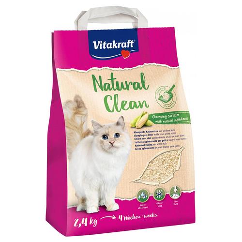 4x 2,4kg Natural Clean Maisstreu Vitakraft Katzenstreu