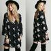 Free People Dresses | Free People Black Emma Austin Floral Embroidered Boho Swing Mini Dress M Nwt | Color: Black/White | Size: M