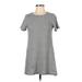 Ann Taylor LOFT Casual Dress - Shift Crew Neck Short sleeves: Gray Chevron/Herringbone Dresses - Women's Size X-Small Petite