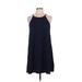 Wallflower Casual Dress - A-Line High Neck Sleeveless: Blue Print Dresses - Women's Size Medium