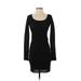 BCBGMAXAZRIA Cocktail Dress - Bodycon Scoop Neck Long sleeves: Black Print Dresses - Women's Size X-Small