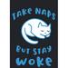 Toland Home Garden Toland Woke Cat Inch Funny Flag Social Double Sided Metal in Black/Blue/White | 40 H x 28 W in | Wayfair 1012675